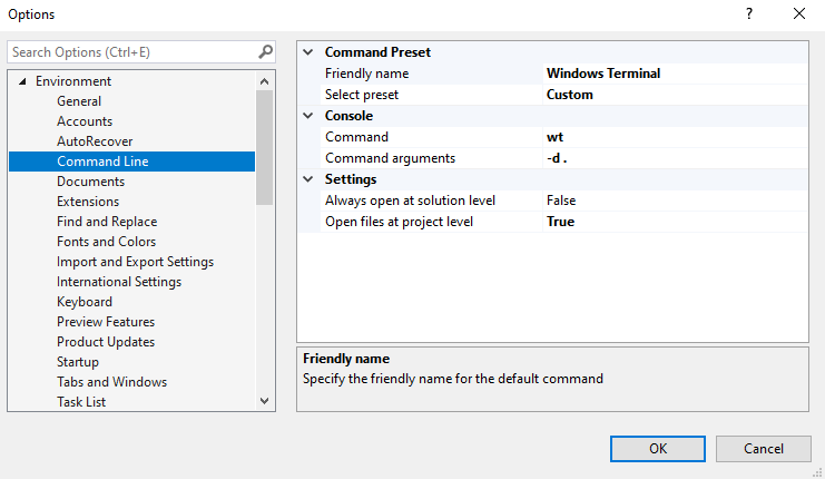 Configure Open Command Line to use Windows Terminal